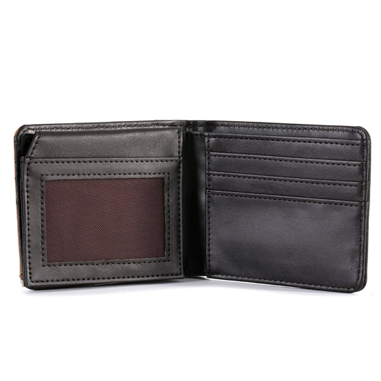 MW-605BK - Color Block Longhorn Concho Men's Bifold PU Leather Wallet