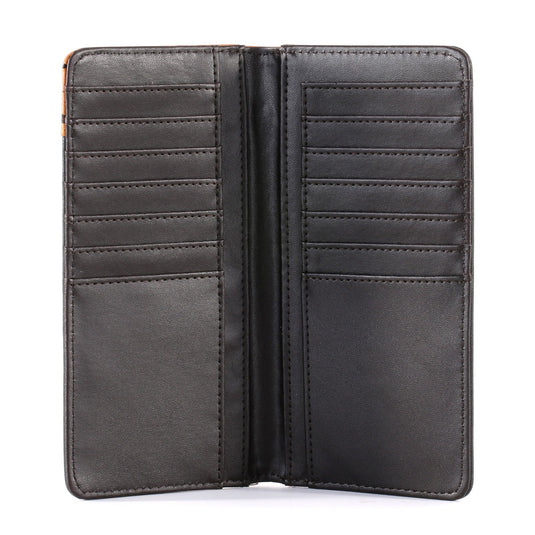 MW-607BK - Embossed Vintage Floral Men's Bifold Long PU Leather Wallet