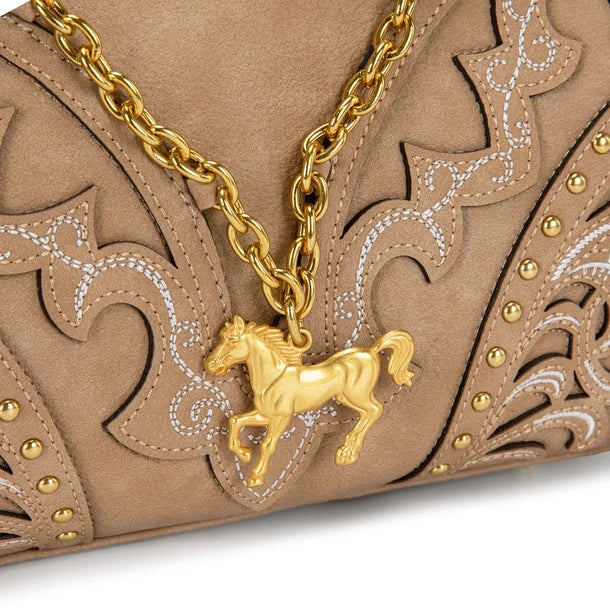 Load image into Gallery viewer, MW-HB-1380-6660-TN - Montana West Western Horse Charm Satchel Crossbody Bag - Tan
