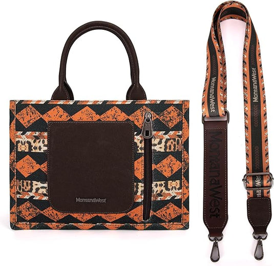 MW01G-8120SLP - Montana West Boho Ethnic Print Concealed Carry Tote/Crossbody -Leopard