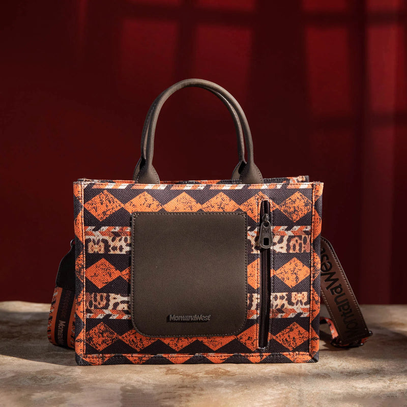 Load image into Gallery viewer, MW01G-8120SLP - Montana West Boho Ethnic Print Concealed Carry Tote/Crossbody -Leopard
