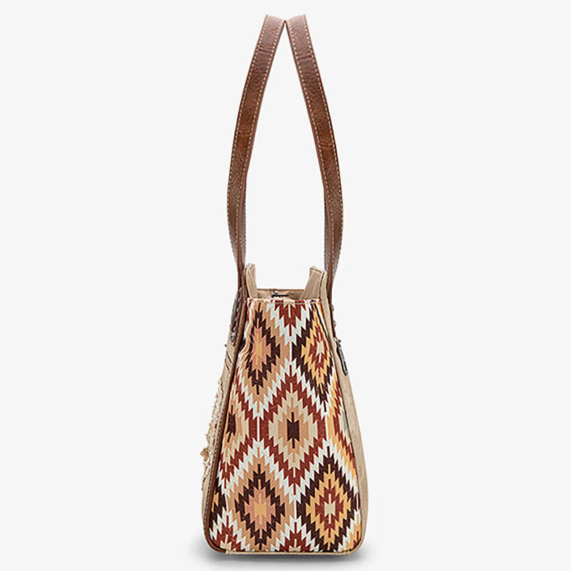 Load image into Gallery viewer, MW1210-8250TN - Montana West Aztec Jean Denim Collection Tote - Tan
