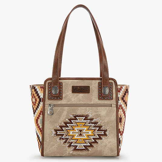 MW1210-8250TN - Montana West Aztec Jean Denim Collection Tote - Tan