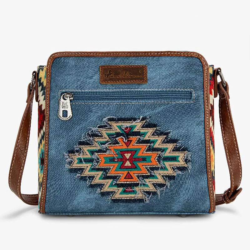 Load image into Gallery viewer, MW1210-8360JN - Montana West Aztec Jean Collection Crossbody - Jean
