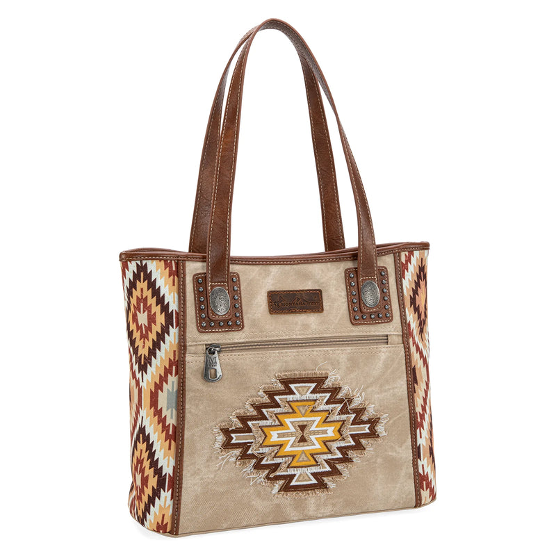 Load image into Gallery viewer, MW1210G-8317TN - Montana West Aztec Jean Denim Collection Concealed Carry Tote
