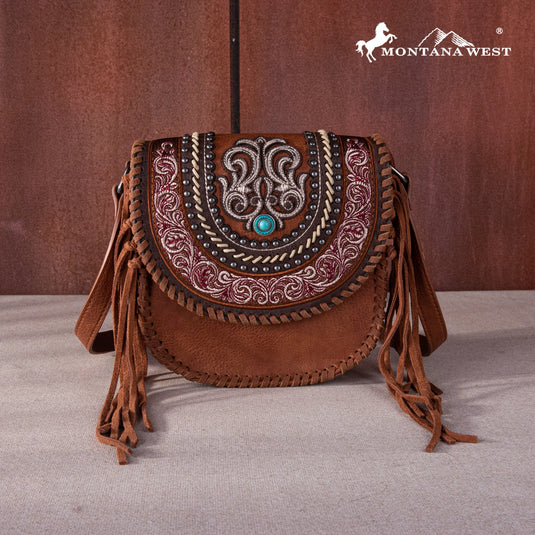 MW1256-8360BR - Montana West Tooled Collection Concealed Carry Crossbody