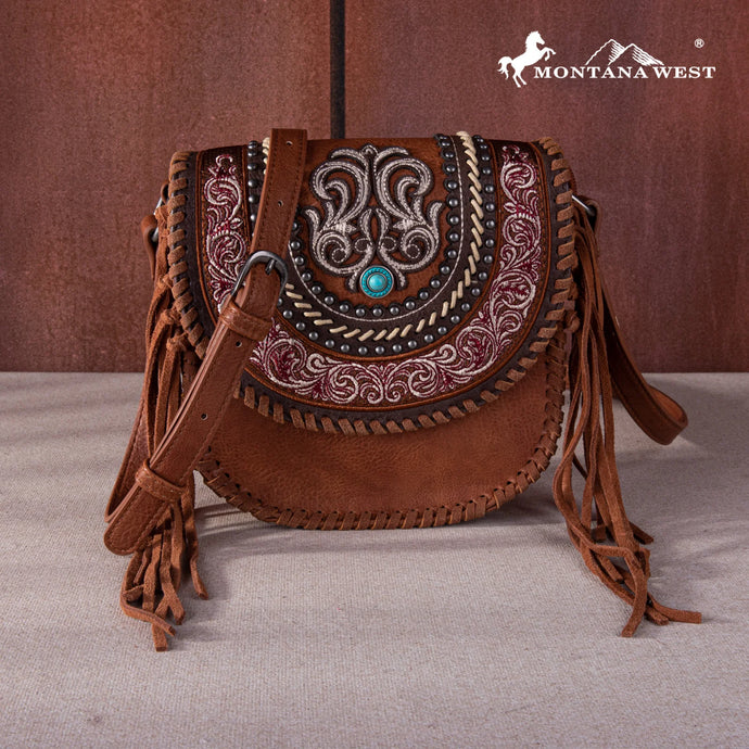 MW1256-8360BR - Montana West Tooled Collection Concealed Carry Crossbody