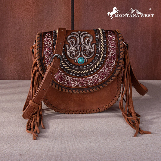 MW1256-8360BR - Montana West Tooled Collection Concealed Carry Crossbody