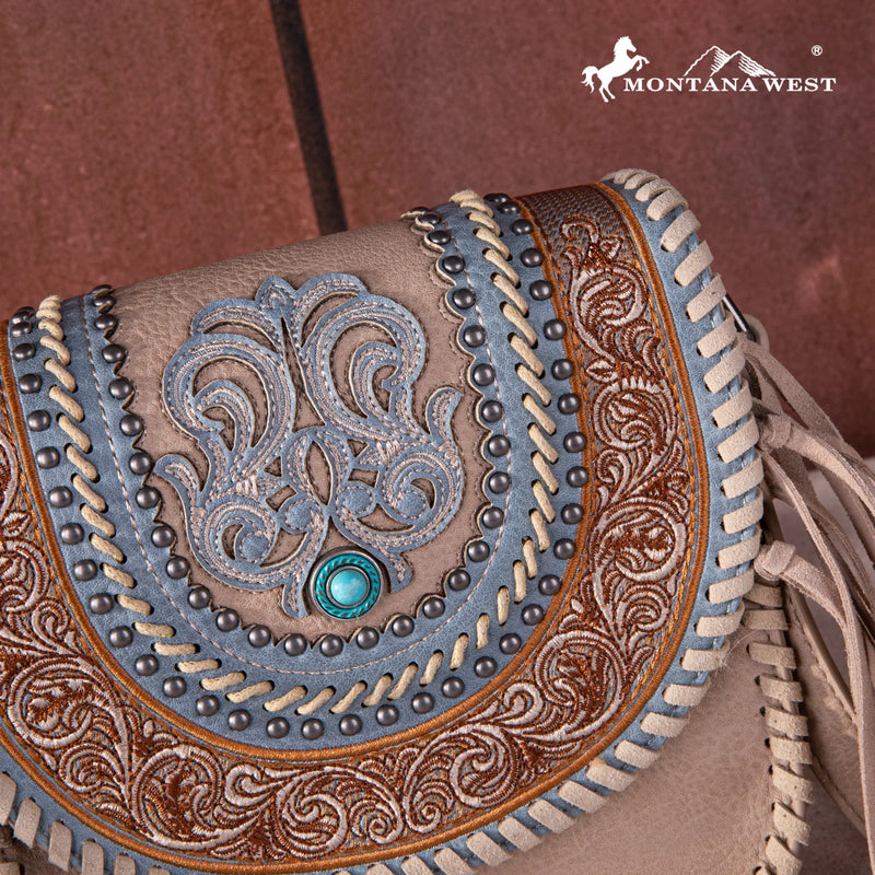 Load image into Gallery viewer, MW1256-8360KH - Montana West Tooled Collection Concealed Carry Crossbody
