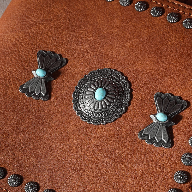 Load image into Gallery viewer, MW1270-8360BR - Montana West Fringe Mariposa Concho Collection Crossbody - Brown
