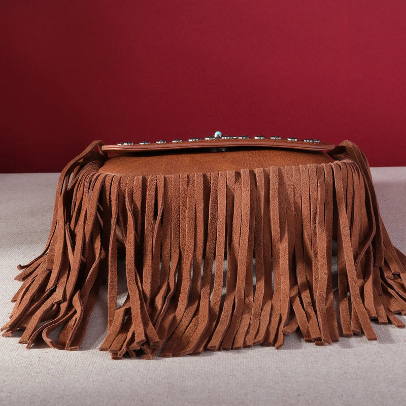 Load image into Gallery viewer, MW1270-8360BR - Montana West Fringe Mariposa Concho Collection Crossbody - Brown
