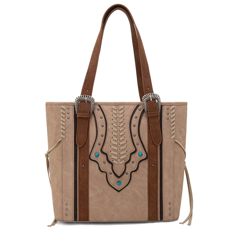 Load image into Gallery viewer, MW1280G-8317TN - Montana West Buckle Collection Concealed Carry Tote
