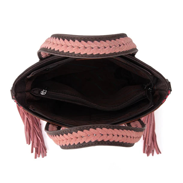 Load image into Gallery viewer, MW1295G-8313WPK - Montana West Tooled Aztec Tote/Crossbody with Wallet Set - Pink
