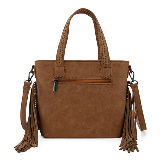 MW1295G-8313WTN - Montana West Tooled Aztec Tote/Crossbody with Wallet Set - Tan