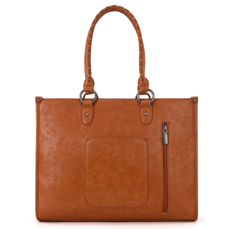 Load image into Gallery viewer, MW1299G-8317BR - Montana West Tool Fringe Collection Concealed Carry Wide Tote Brown
