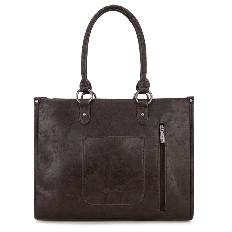 Load image into Gallery viewer, MW1299G-8317CF - Montana West Tool Fringe Collection Concealed Carry Wide Tote Coffee
