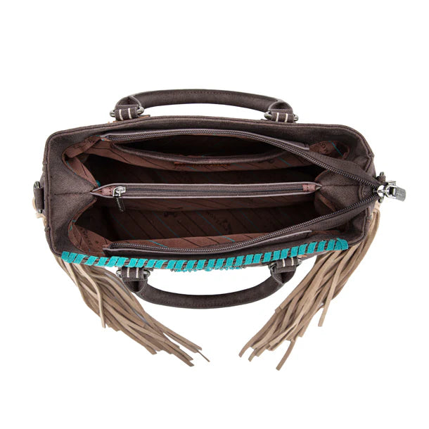Load image into Gallery viewer, MW1302-8322TN - Montana West Concho Fringe Tote/Crossbody - Tan
