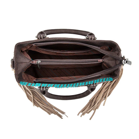 MW1302-8322TN - Montana West Concho Fringe Tote/Crossbody - Tan