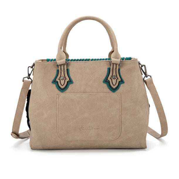 Load image into Gallery viewer, MW1302-8322TN - Montana West Concho Fringe Tote/Crossbody - Tan
