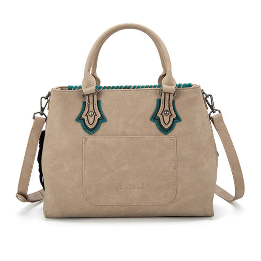 MW1302-8322TN - Montana West Concho Fringe Tote/Crossbody - Tan