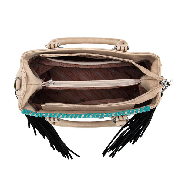 Load image into Gallery viewer, MW1302-8322TN - Montana West Concho Fringe Tote/Crossbody - Tan
