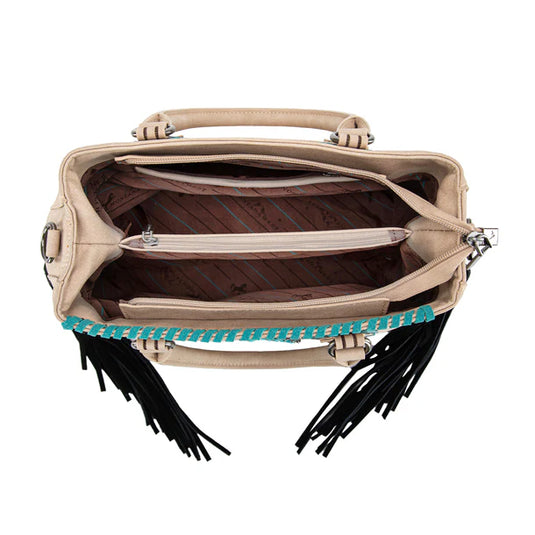MW1302-8322TN - Montana West Concho Fringe Tote/Crossbody - Tan