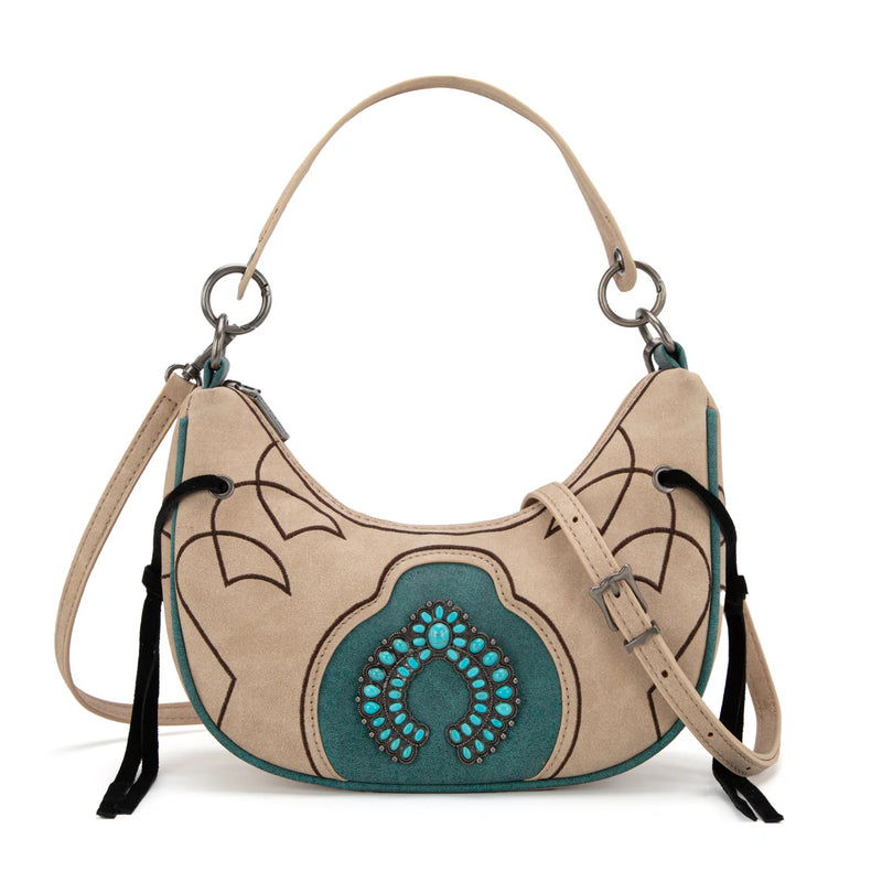Load image into Gallery viewer, MW1302-919TN - Montana West Concho Collection Crescent Crossbody Bag
