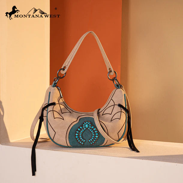 Load image into Gallery viewer, MW1302-919TN - Montana West Concho Collection Crescent Crossbody Bag
