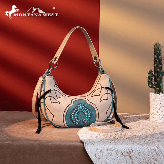 MW1302-919TN - Montana West Concho Collection Crescent Crossbody Bag