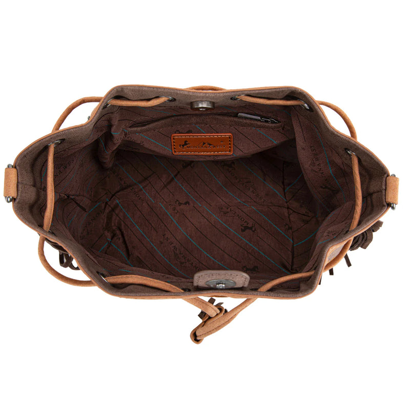 Load image into Gallery viewer, MW1312-8311CF - Montana West Embroidered Collection Drawstring Shoulder Bag/Crossbody - Coffee
