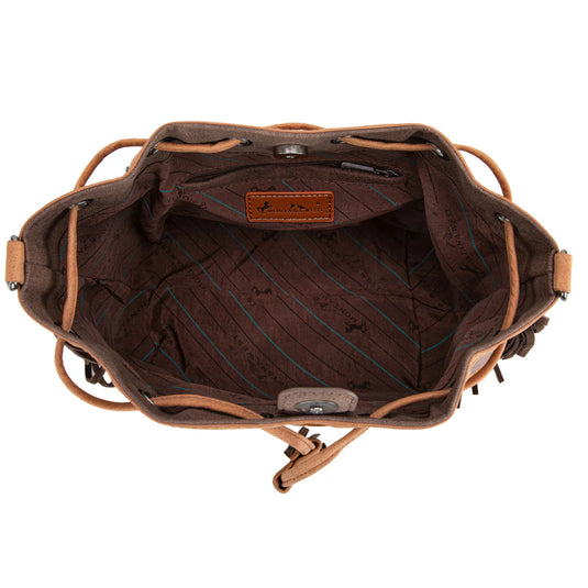 MW1312-8311CF - Montana West Embroidered Collection Drawstring Shoulder Bag/Crossbody - Coffee