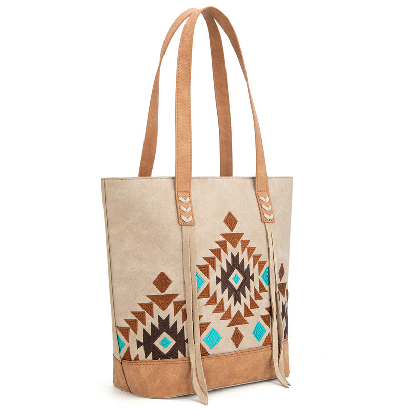 Load image into Gallery viewer, MW1312G-8317TN - Montana West Embroidered Collection Tote - Tan
