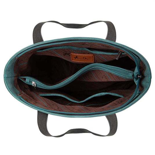 MW1312G-8317TQ - Montana West Embroidered Collection Tote - Turquoise
