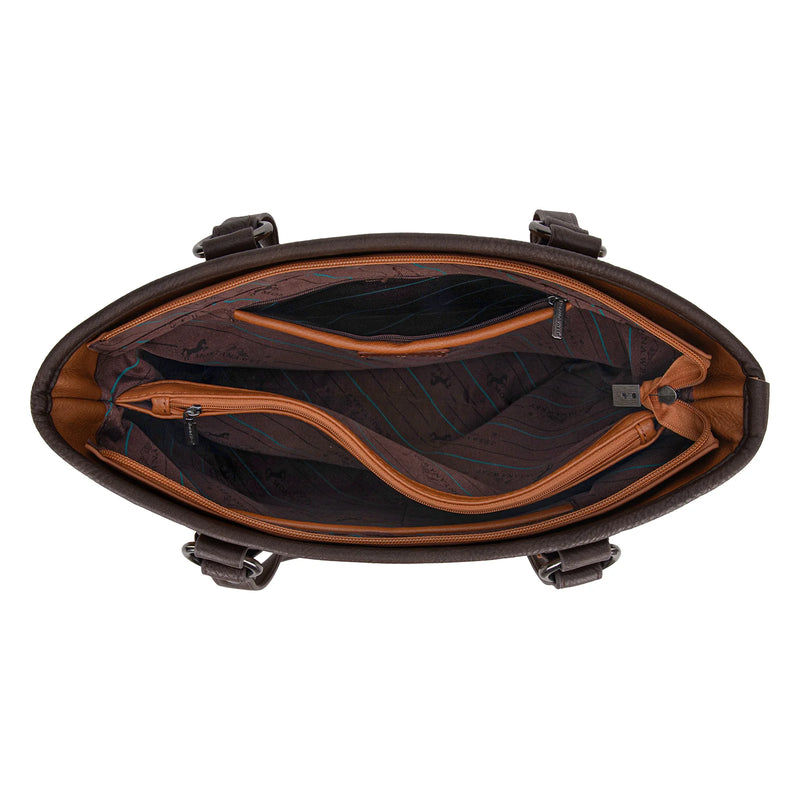Load image into Gallery viewer, MW1313G-8317BR - Montana West Embroidered Concealed Carry Tote
