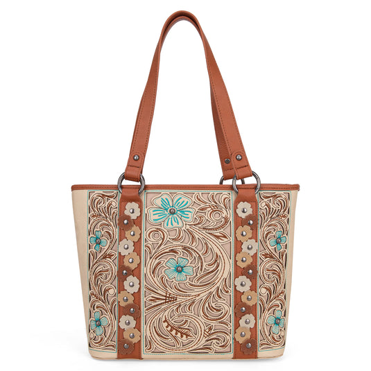 MW1313G-8317TN - Montana West Embroidered Concealed Carry Tote