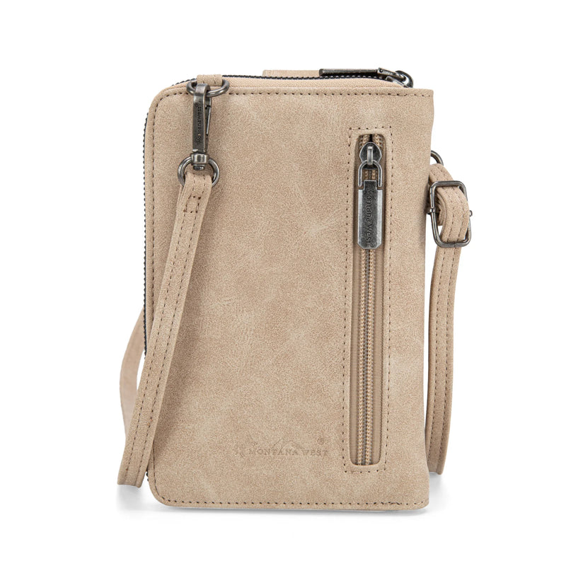 Load image into Gallery viewer, MW1315-183TN - Montana West Embroidered Aztec Collection Phone Wallet/Crossbody - Tan
