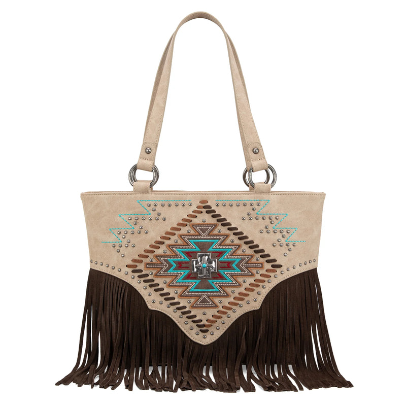 Load image into Gallery viewer, MW1315G-8317TN - Montana West Embroidered Collection Concealed Carry Tote - Tan
