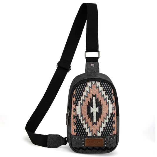 MW1316-2100BK - Montana West Aztec Collection Sling Bag