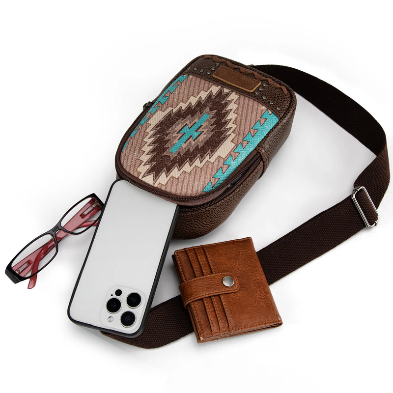 Load image into Gallery viewer, MW1316-2100CF - Montana West Aztec Collection Sling Bag
