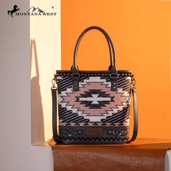 MW1316G-8250BK - Montana West Aztec Collection Concealed Carry Tote/Crossbody
