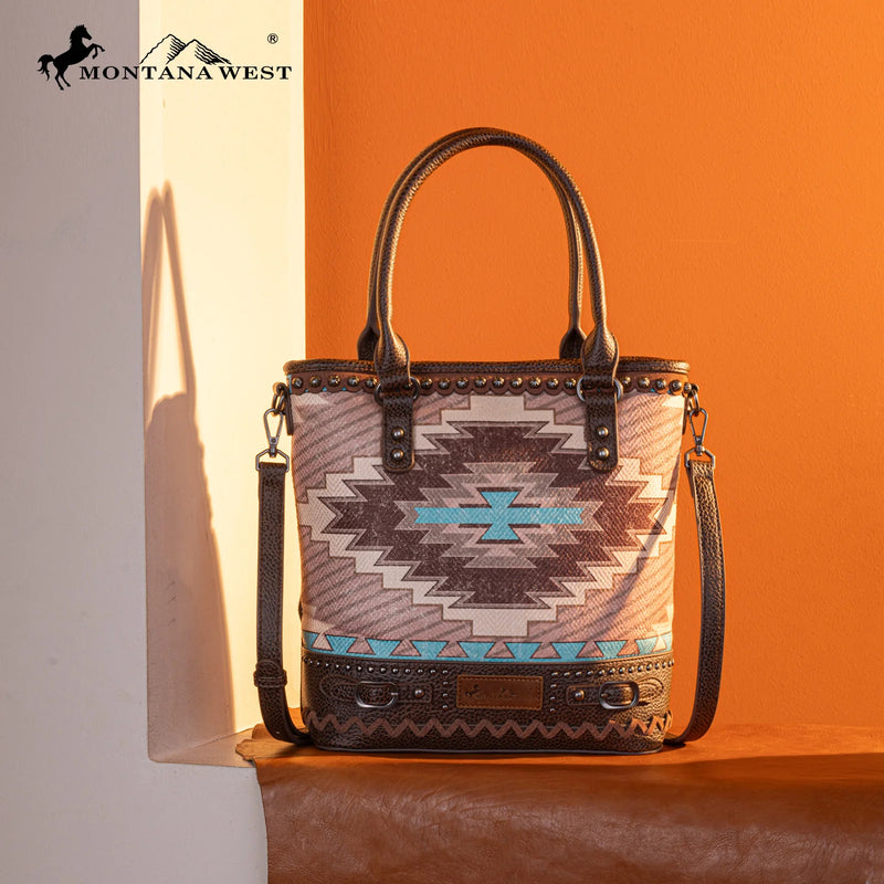 Load image into Gallery viewer, MW1316G-8250CF - Montana West Aztec Collection Concealed Carry Tote/Crossbody
