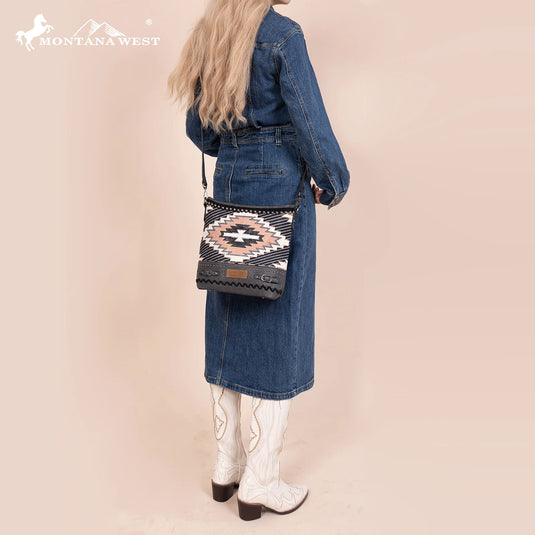 MW1316G-9181BK -  Montana West Aztec Collection Concealed Carry Crossbody