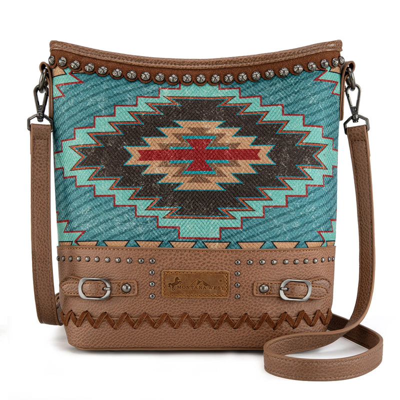 Load image into Gallery viewer, MW1316G-9181TQ - Montana West Aztec Collection Concealed Carry Crossbody
