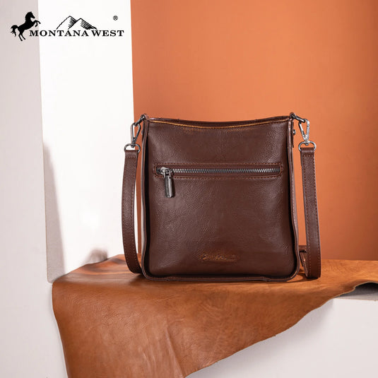 MW1317-8360BR - Montana West Embroidered Aztec Crossbody - Brown
