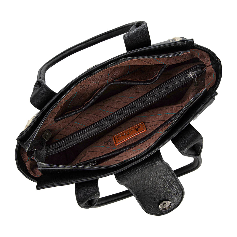 Load image into Gallery viewer, MW1322G-8250BK - Montana West Tooled Concho Concealed Carry Tote
