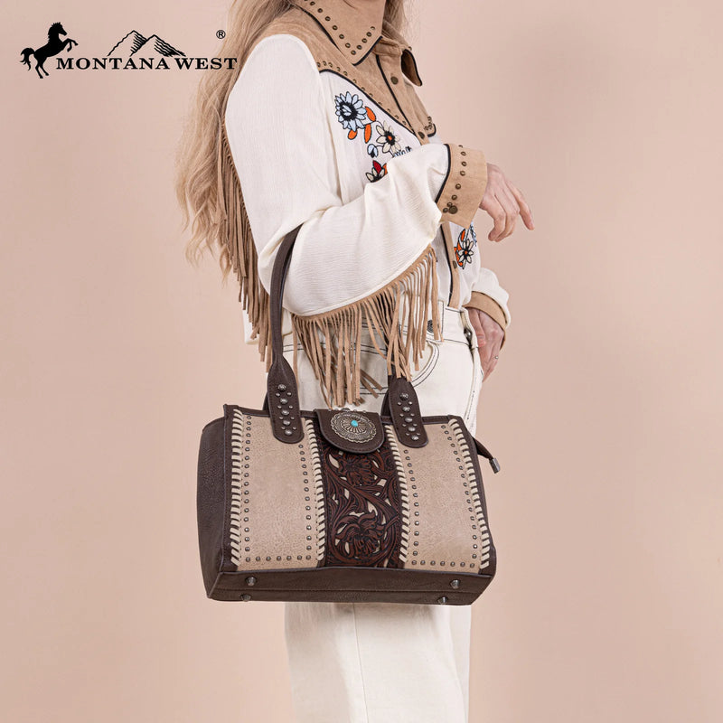 Load image into Gallery viewer, MW1322G-8250CF - Montana West Tooled Concho Concealed Carry Tote
