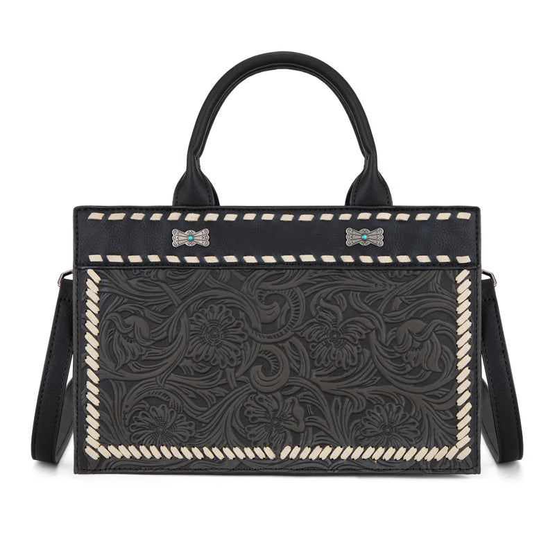 Load image into Gallery viewer, MW1323-8011BK - Montana West Tooled Collection Tote/Crossbody
