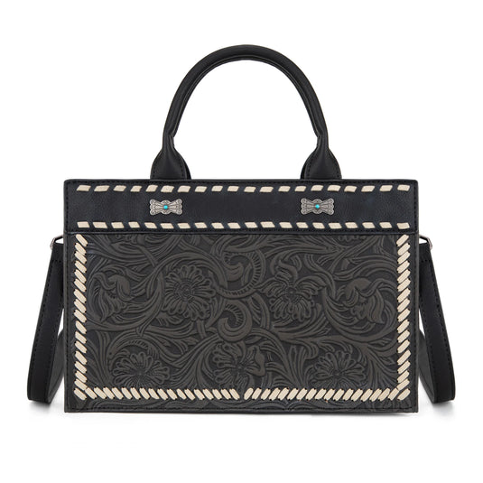 MW1323-8011BK - Montana West Tooled Collection Tote/Crossbody