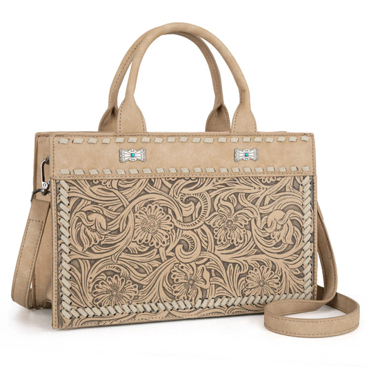 MW1323-8011TN - Montana West Tooled Collection Tote/Crossbody