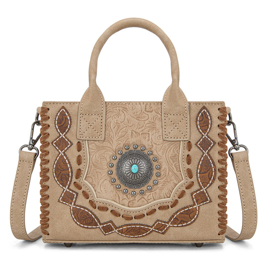 MW1331-8322TN - Montana West Concho Collection Small Tote/Crossbody - Tan